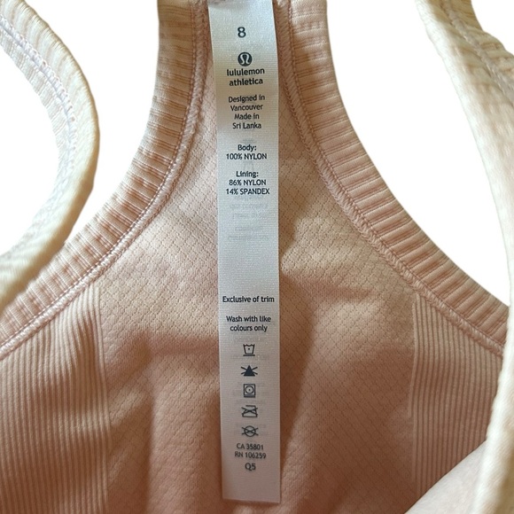 LULULEMON Ebb To Street Tank pink/peach racerback ribbed hip length sz 8 - NWT! - Picture 6 of 9